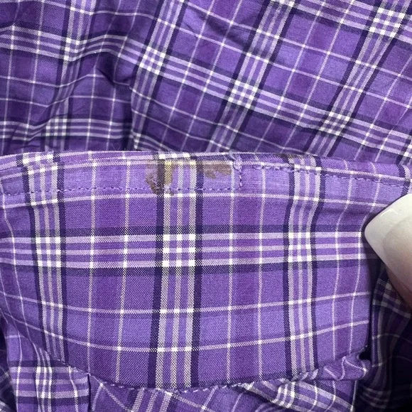 Ralph Lauren Purple Label Mens 15.5 Dress Shirt Purple Plaid Tailored Fit Italy